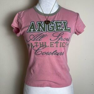 Angel Pink Tee with Green and Silver Graphics
